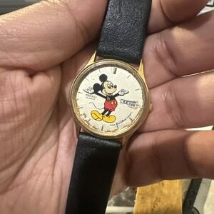 VTG Disney Seiko Mickey Mouse 5y23-7079 Gold  Day-Date Mens Watch 33mm Repair